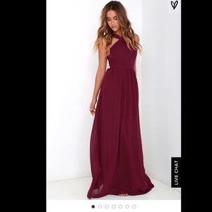 AIR OF ROMANCE BURGUNDY MAXI DRESS LULUS SIZE S